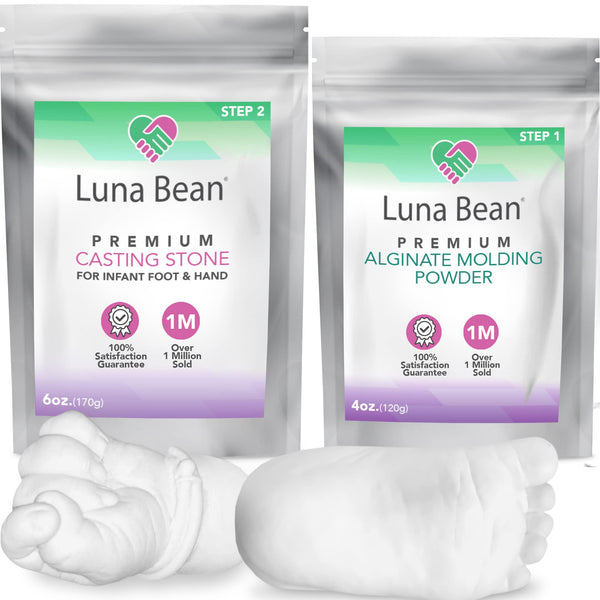 Baby Alginate Molding Powder Replacement - Refill for Baby Hand & Baby Feet Mold Casting Kit- (Step 1 & 2) - Perfect for Baby Keepsake Items, Gifts, & Family Activities - Create-a-Mold by Luna Bean