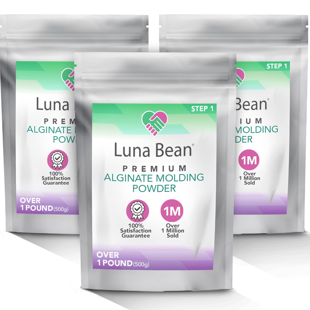 Luna Bean Alginate Molding Powder Refill for Hand Casting Kit - Non-Toxic - Over 3 lb (1,500g) - for Anniversaries, Birthdays, Family Activities - Hand Mold Kit Couples