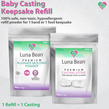 Baby Alginate Molding Powder Replacement - Refill for Baby Hand & Baby Feet Mold Casting Kit- (Step 1 & 2) - Perfect for Baby Keepsake Items, Gifts, & Family Activities - Create-a-Mold by Luna Bean