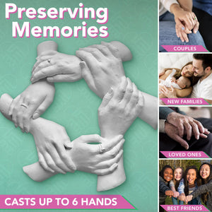 Luna Bean Ring of Hands Hand Casting Kit – Free Form Tabletop Group Size Hand Molding Kit for Family & Friends – Casts 4 Hands Adults & Kids, Unique Mother’s Day Gifts Ideas