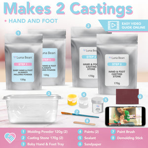 Luna Bean Hand Casting Kit - Create-A-Molding Gel Formula - Customized Craft - Non-Toxic - Plaster Hand and Foot Molding