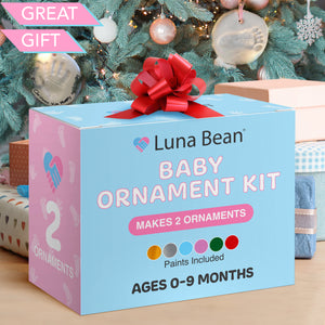 Luna Bean Baby Handprint & Baby Footprint Kit - Fun & Easy DIY Ornament Baby Keepsake Kit for Baby Boys & Girls, Newborn Gift, Baby's First Christmas, New Mom Gifts, Baby Shower Registry, Holiday