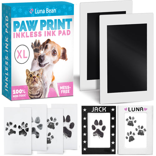 Luna Bean Inkless Pet Paw Print Kit – Mess-Free 14-piece set includes Frames and Fridge Magnets